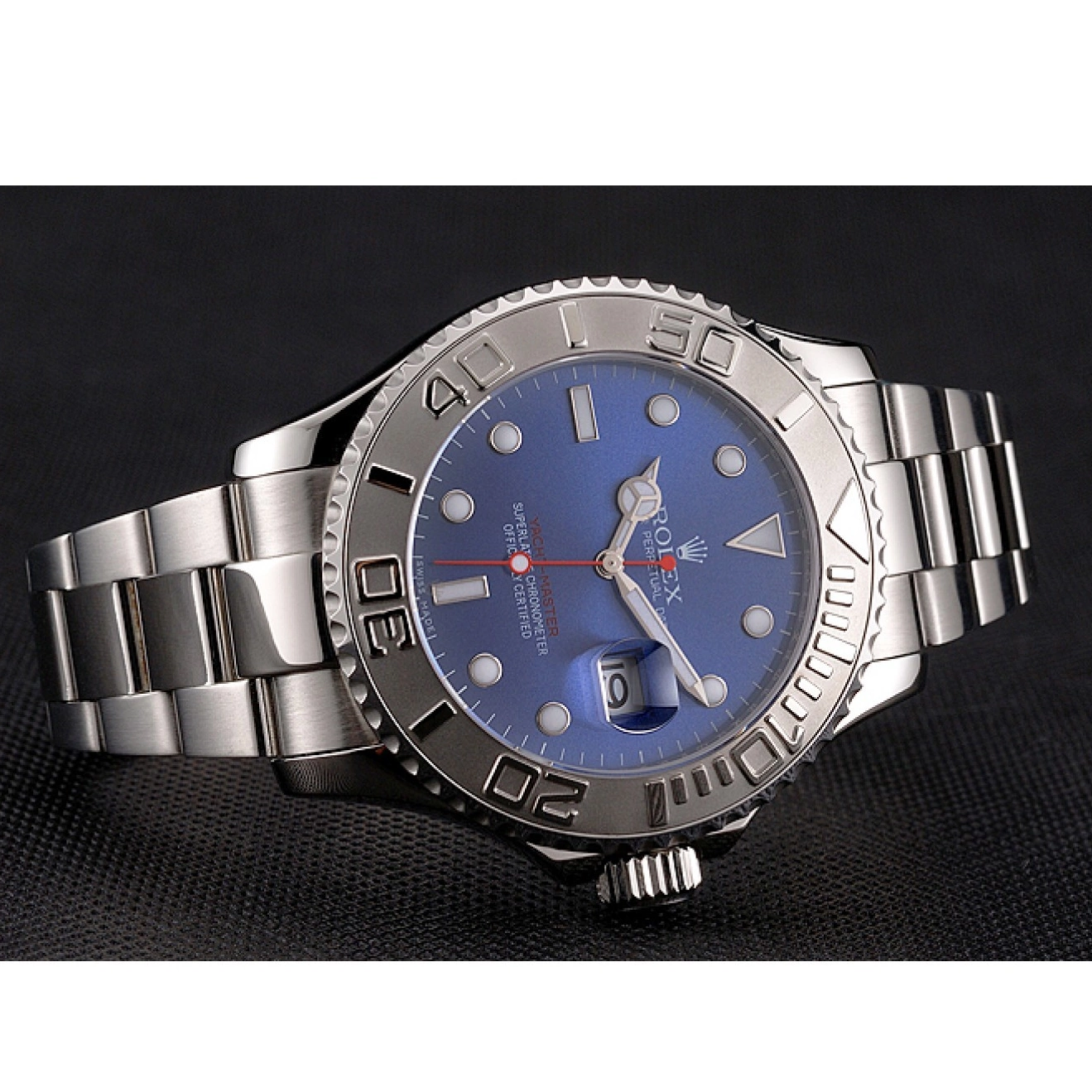 Rolex copies cheap Blue Stainless And Case Rolex Steel Dial Bracelet Yacht-Master 0606